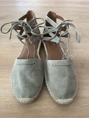 Aquazzura Sage Suede Lace-Up Espadrille Flats